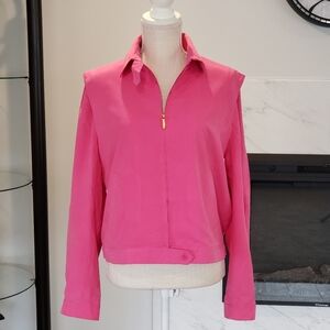 Lauren Ralph Lauren 100% Silk Jacket Size Large Vintage gold zipper